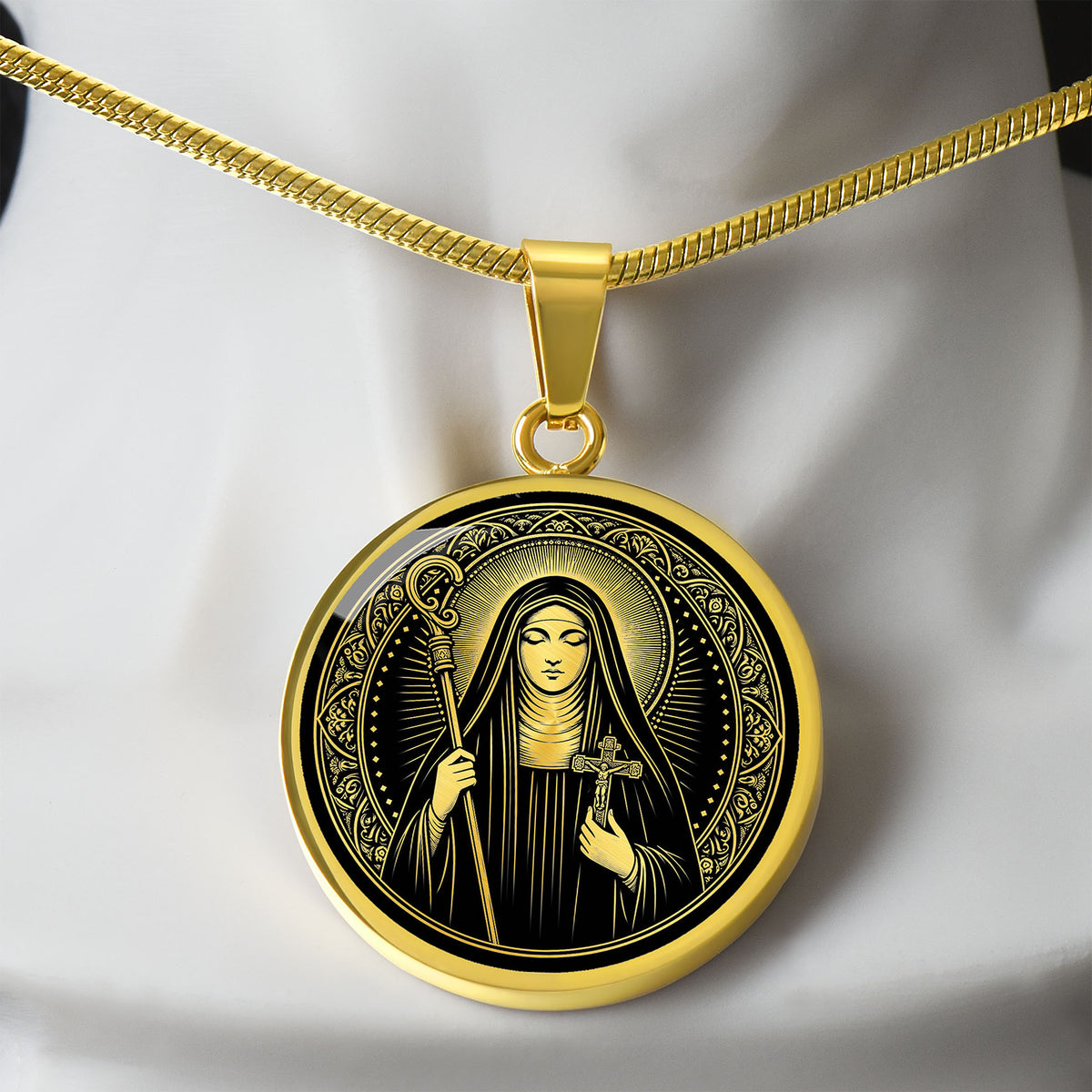 Saint Colette of Corbie Medal Necklace – Patron Saint of Expectant Mothers & Sick Children