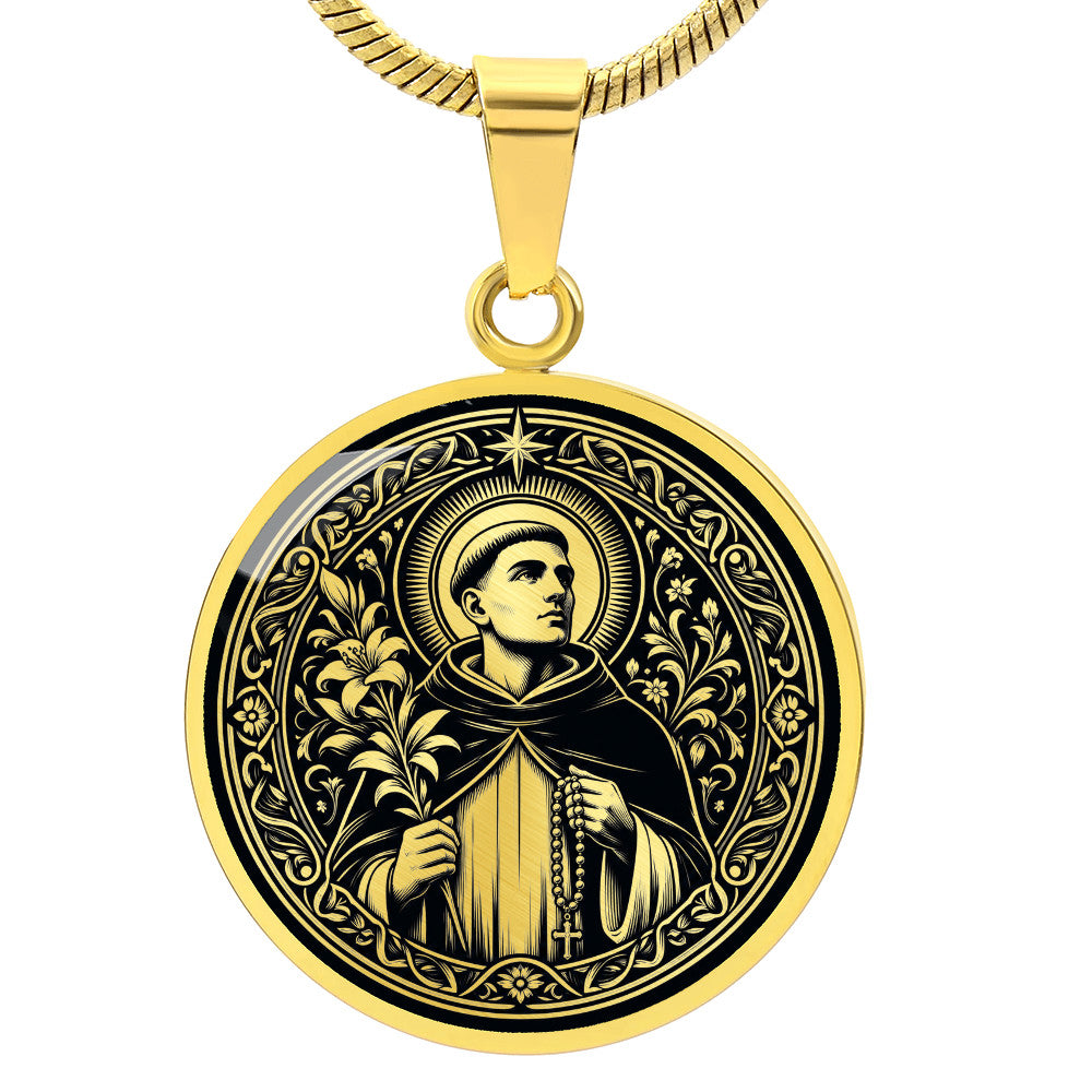 Saint Dominic de Guzman Medal Necklace – Patron Saint of Astronomers and the Rosary