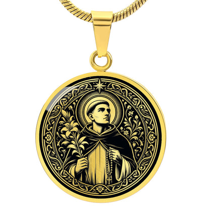 Saint Dominic de Guzman Medal Necklace – Patron Saint of Astronomers and the Rosary