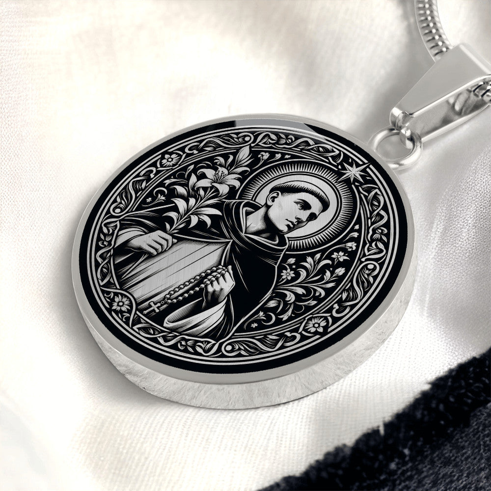 Saint Dominic de Guzman Medal Necklace – Patron Saint of Astronomers and the Rosary