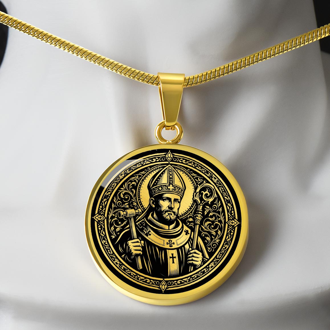 Saint Eligius Medal Necklace - Patron Saint of Goldsmiths & Metalworkers
