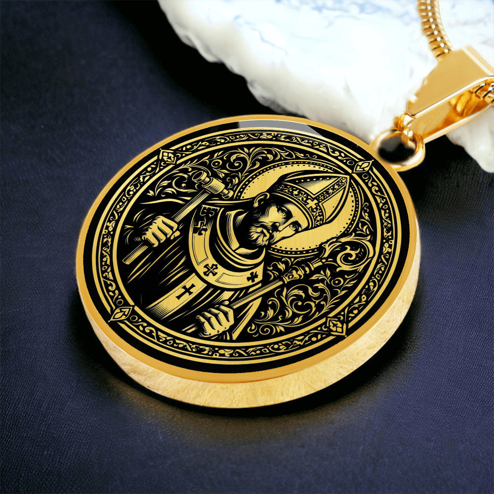 Saint Eligius Medal Necklace - Patron Saint of Goldsmiths & Metalworkers