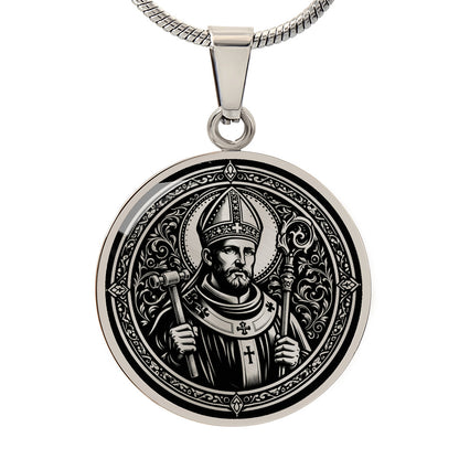 Saint Eligius Medal Necklace - Patron Saint of Goldsmiths & Metalworkers
