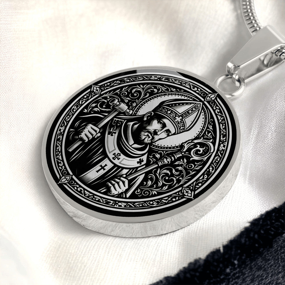 Saint Eligius Medal Necklace - Patron Saint of Goldsmiths & Metalworkers