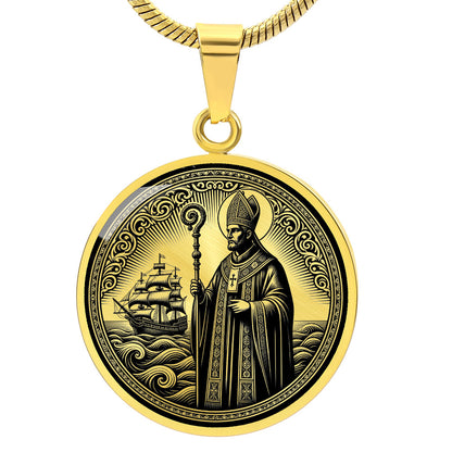 Saint Erasmus of Formia Medal Necklace – Patron Saint of Sailors