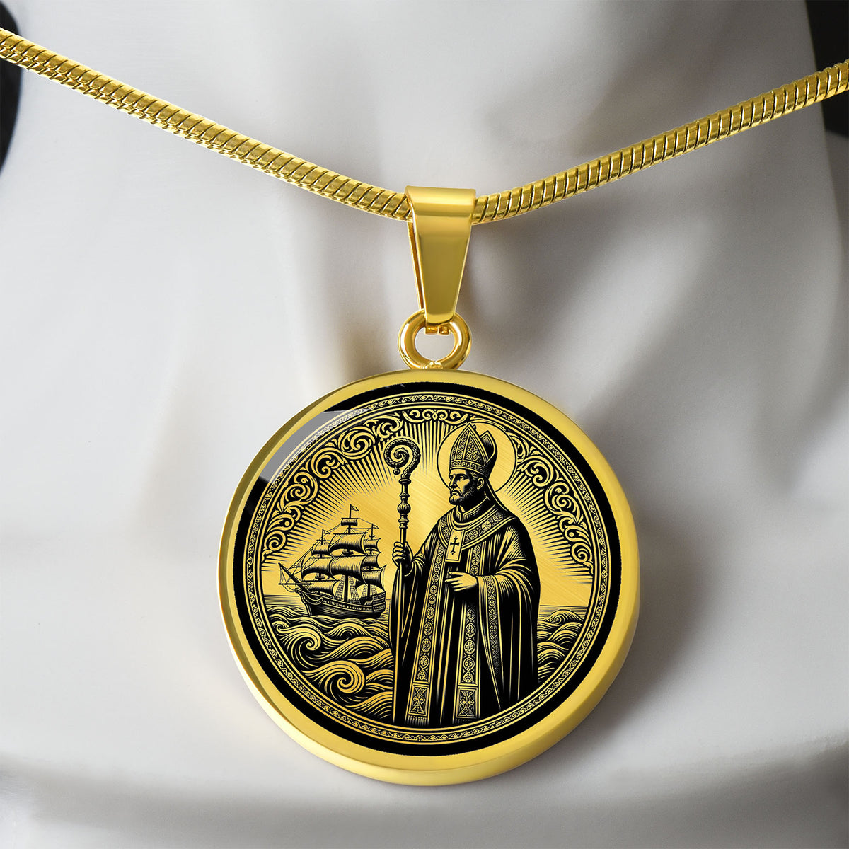 Saint Erasmus of Formia Medal Necklace – Patron Saint of Sailors