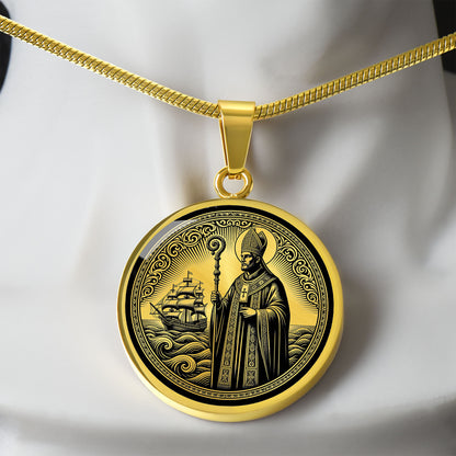 Saint Erasmus of Formia Medal Necklace – Patron Saint of Sailors