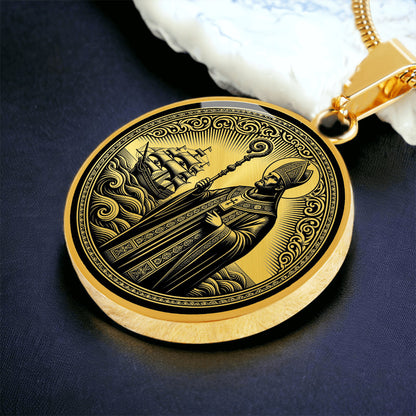Saint Erasmus of Formia Medal Necklace – Patron Saint of Sailors