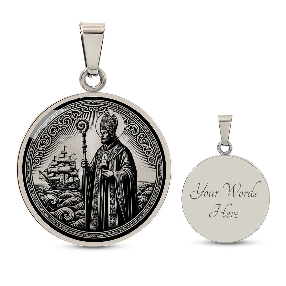 Saint Erasmus of Formia Medal Necklace – Patron Saint of Sailors