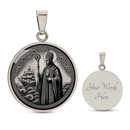 Saint Erasmus of Formia Medal Necklace – Patron Saint of Sailors