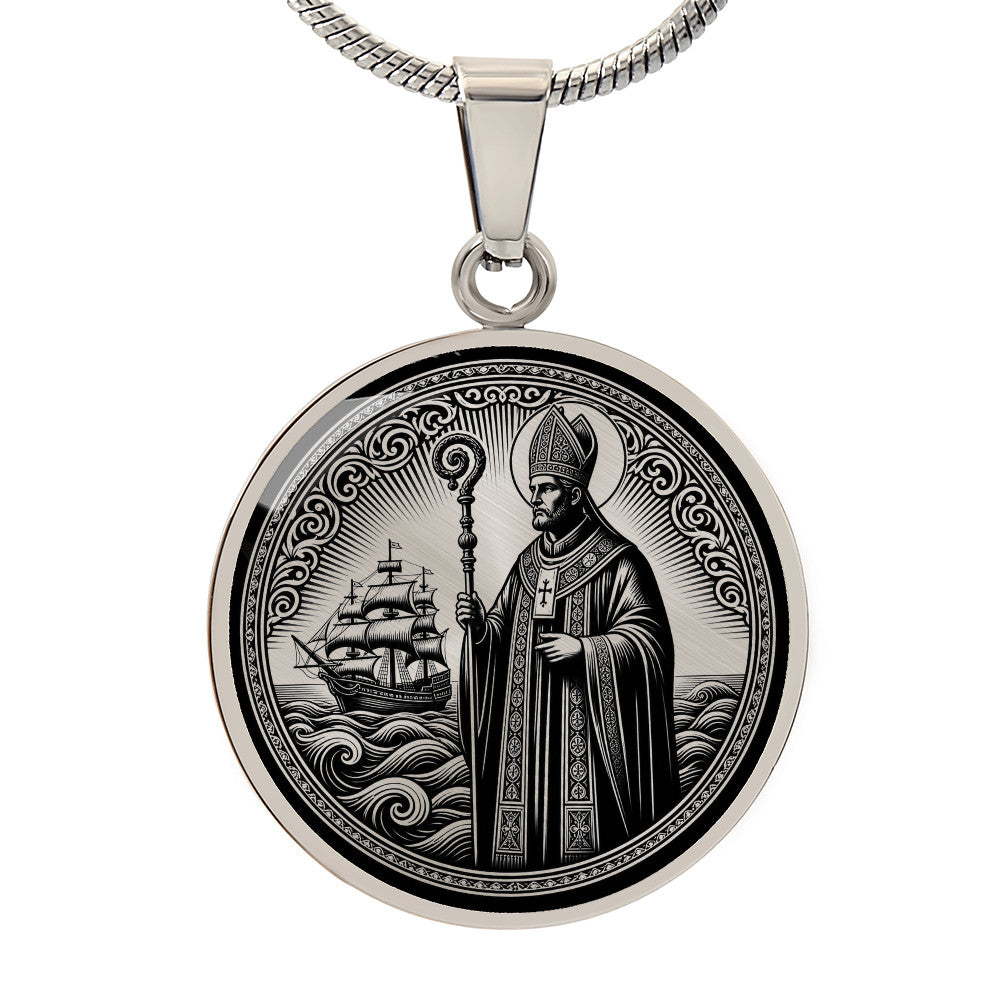 Saint Erasmus of Formia Medal Necklace – Patron Saint of Sailors