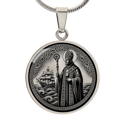 Saint Erasmus of Formia Medal Necklace – Patron Saint of Sailors
