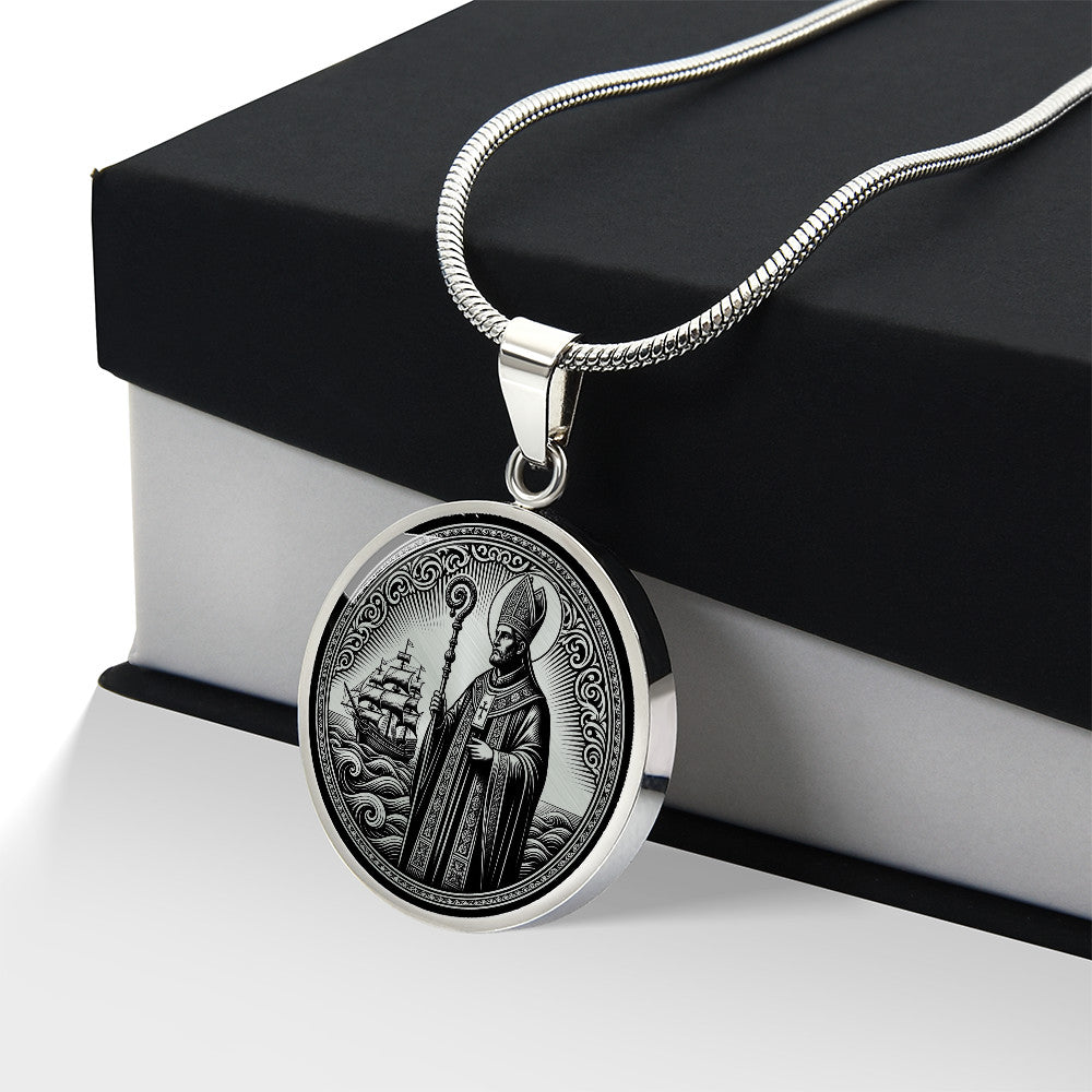Saint Erasmus of Formia Medal Necklace – Patron Saint of Sailors