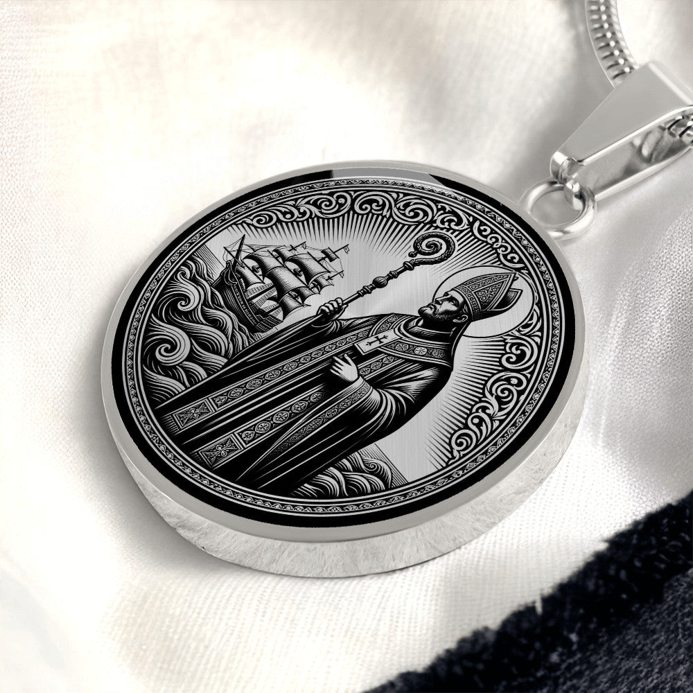 Saint Erasmus of Formia Medal Necklace – Patron Saint of Sailors