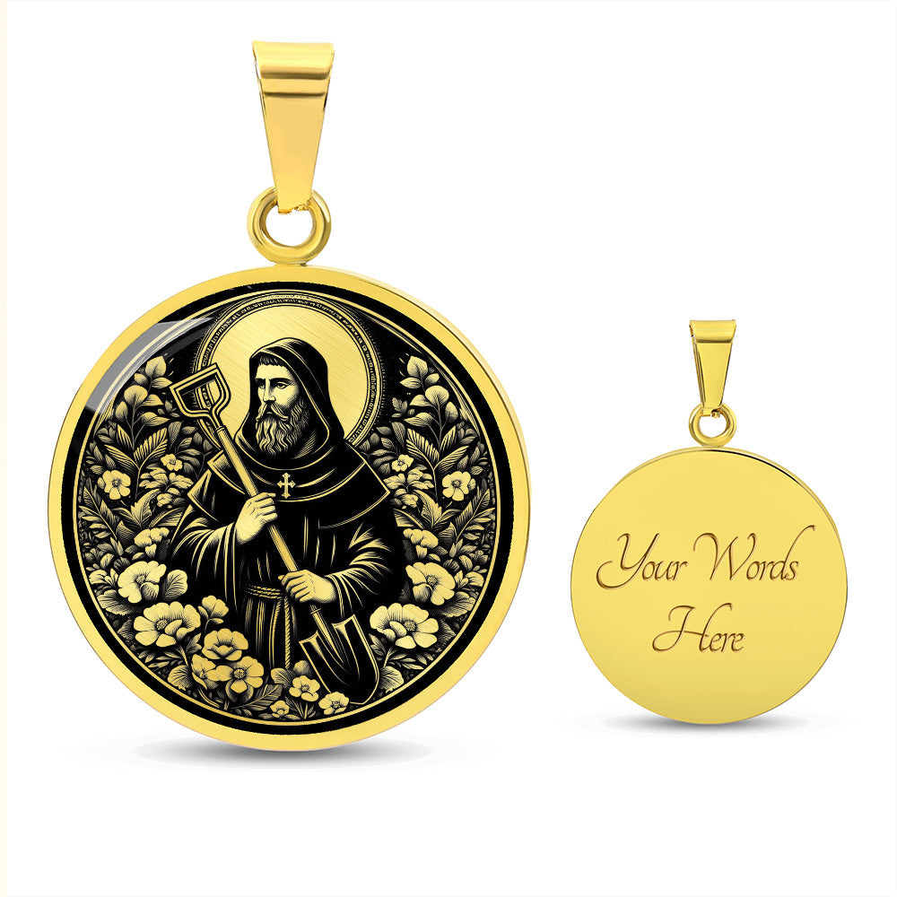 Saint Fiacre Medal Necklace – Patron Saint of Gardeners & Herbalists