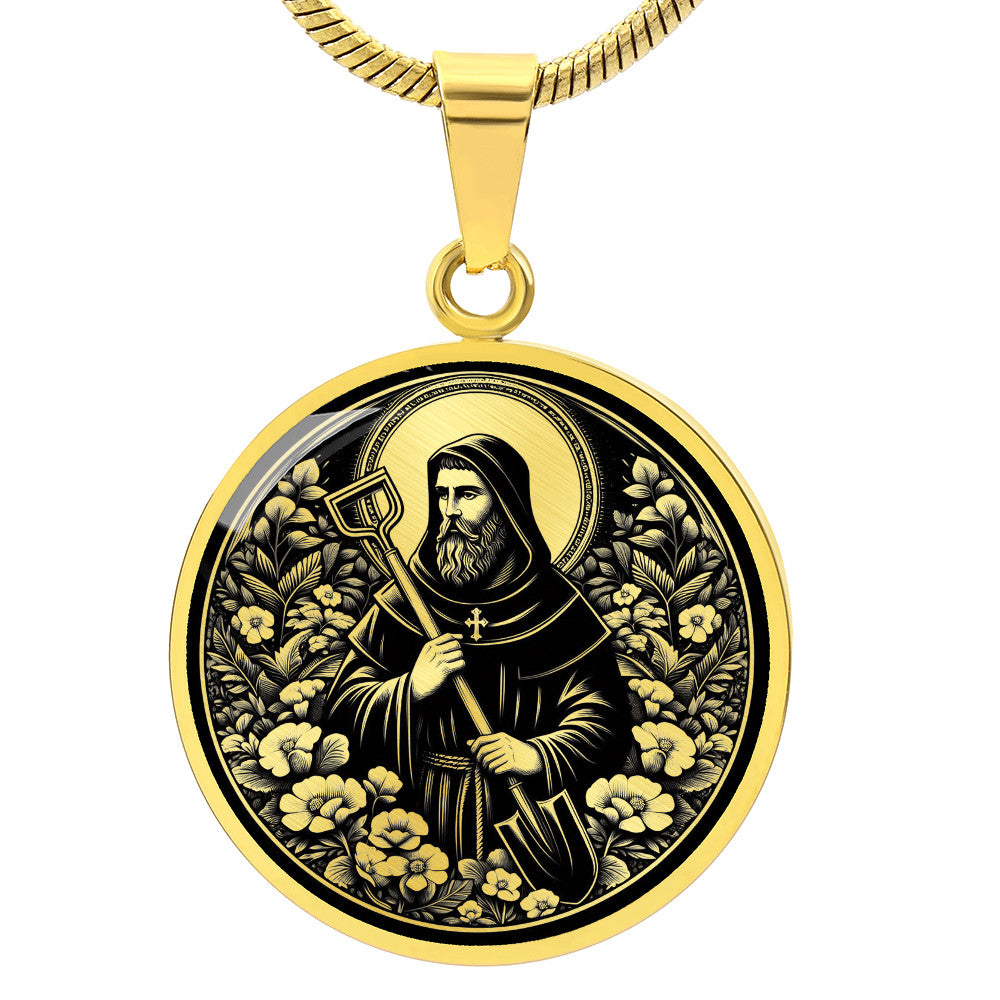 Saint Fiacre Medal Necklace – Patron Saint of Gardeners & Herbalists