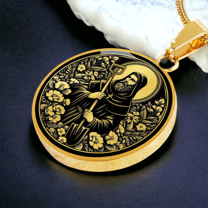 Saint Fiacre Medal Necklace – Patron Saint of Gardeners & Herbalists