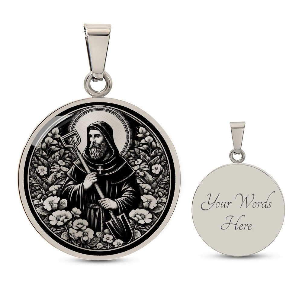 Saint Fiacre Medal Necklace – Patron Saint of Gardeners & Herbalists
