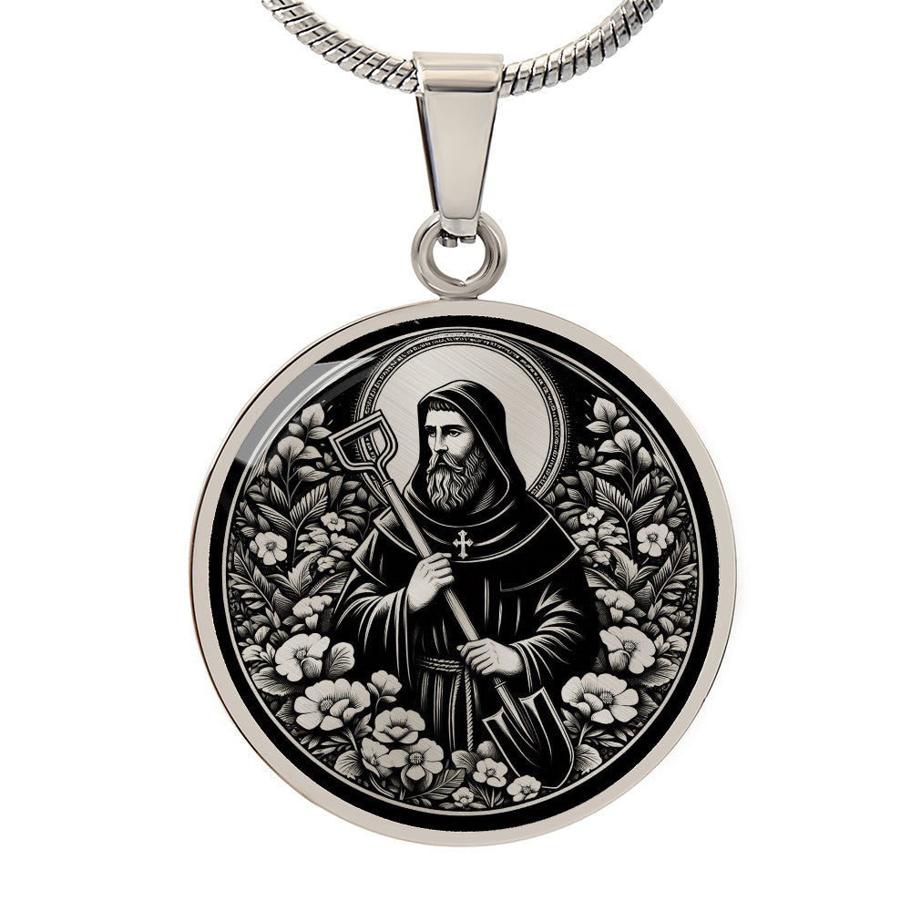 Saint Fiacre Medal Necklace – Patron Saint of Gardeners & Herbalists