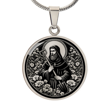 Saint Fiacre Medal Necklace – Patron Saint of Gardeners & Herbalists