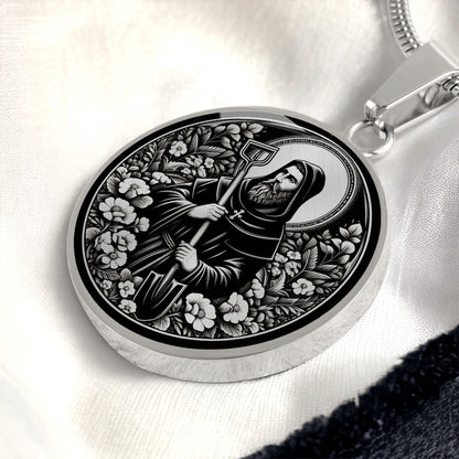 Saint Fiacre Medal Necklace – Patron Saint of Gardeners & Herbalists