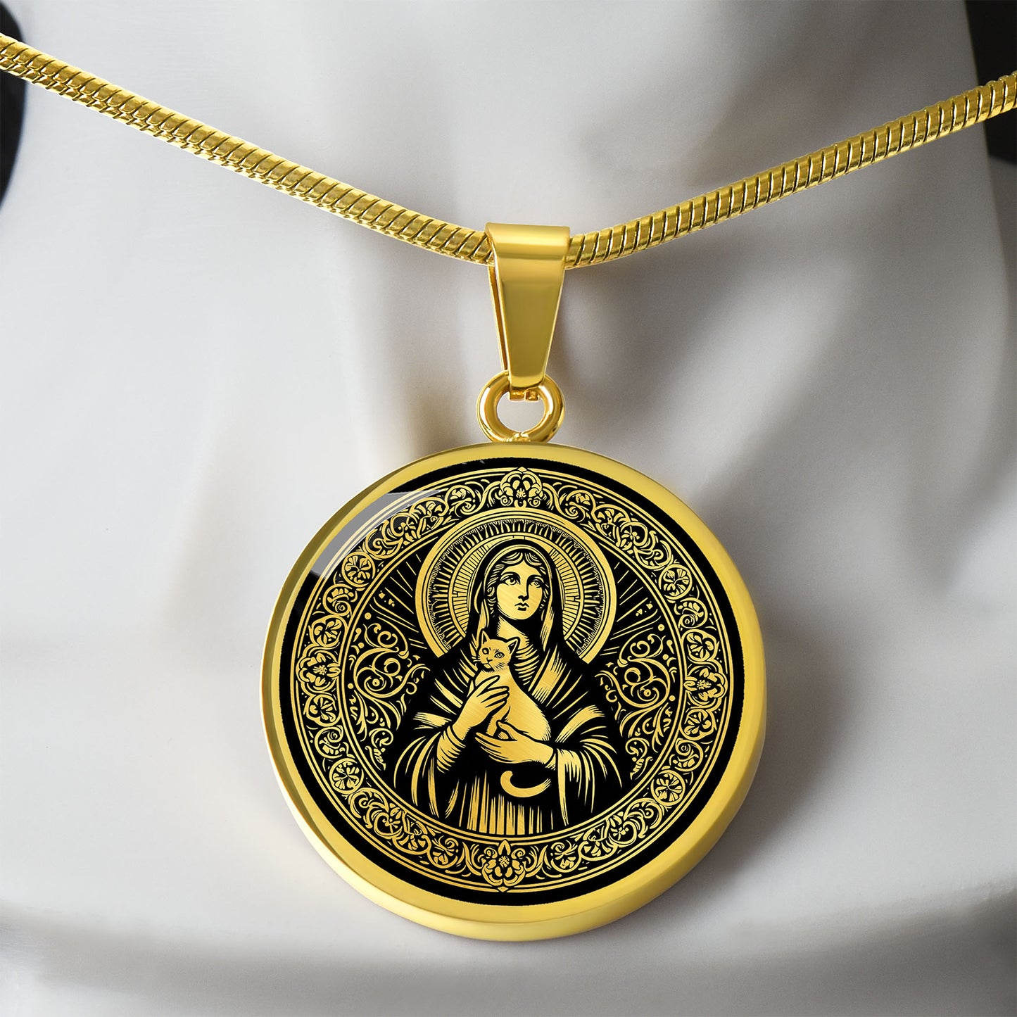 Saint Gertrude Medal Necklace  - Patron Saint of Cats
