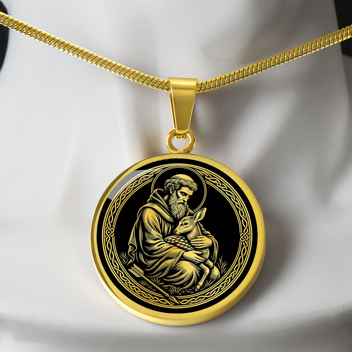 Saint Giles Medal Necklace – Patron Saint of the Disabled, Beggars & Hermits