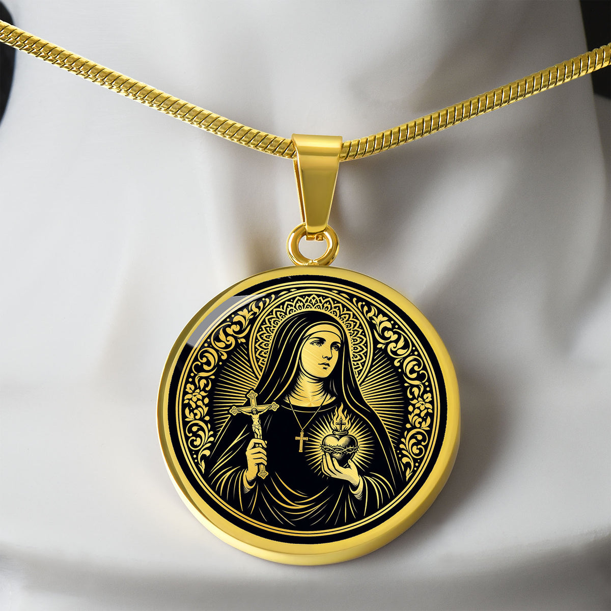 Saint Jane Frances de Chantal Medal Necklace – Patron Saint of Widows & Forgotten People