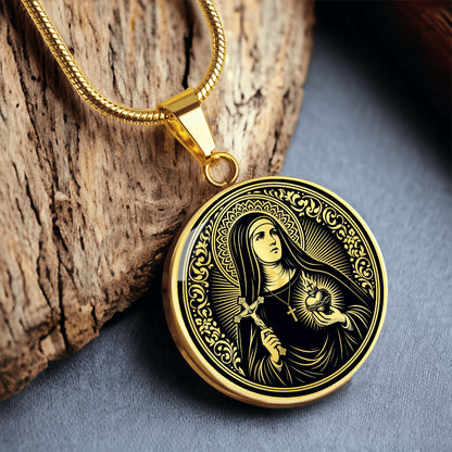 Saint Jane Frances de Chantal Medal Necklace – Patron Saint of Widows & Forgotten People