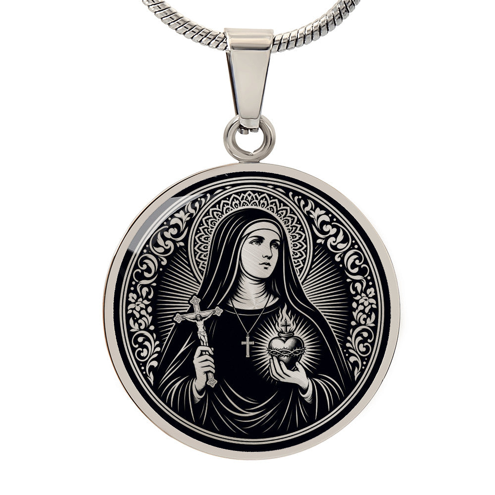 Saint Jane Frances de Chantal Medal Necklace – Patron Saint of Widows & Forgotten People