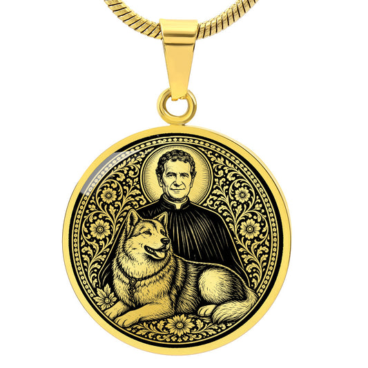 Saint John Bosco Medal Necklace - The Priest and His Mysterious Dog Grigio