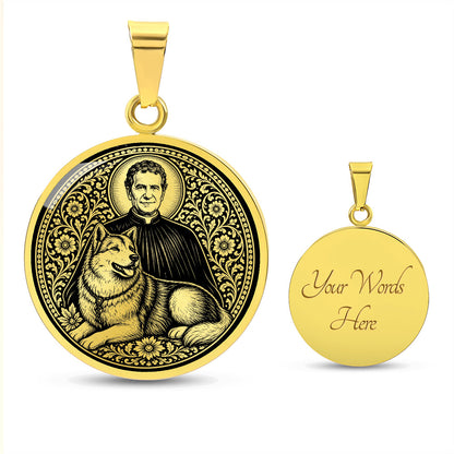 Saint John Bosco Medal Necklace - The Priest and His Mysterious Dog Grigio