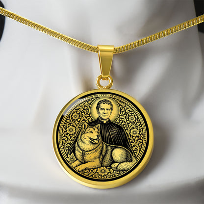 Saint John Bosco Medal Necklace - The Priest and His Mysterious Dog Grigio