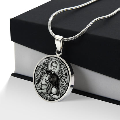 Saint John Bosco Medal Necklace - The Priest and His Mysterious Dog Grigio