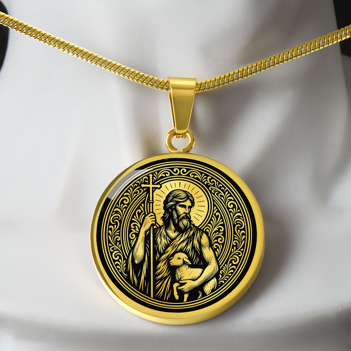 Saint John the Baptist Medal Necklace – Patron Saint of Baptism & Converts