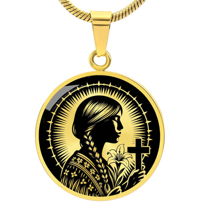 Saint Kateri Tekakwitha Medal Necklace – Patron Saint of Native Americans & the Environment