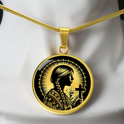 Saint Kateri Tekakwitha Medal Necklace – Patron Saint of Native Americans & the Environment