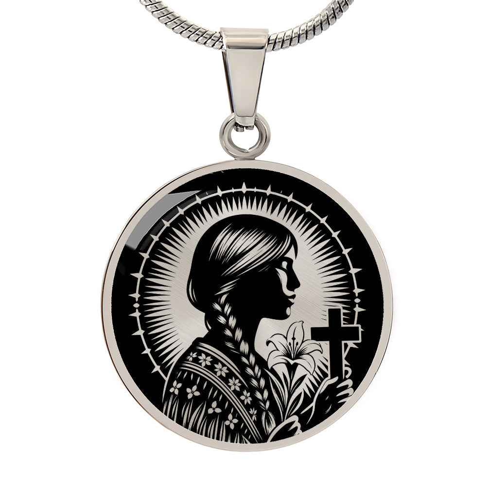 Saint Kateri Tekakwitha Medal Necklace – Patron Saint of Native Americans & the Environment