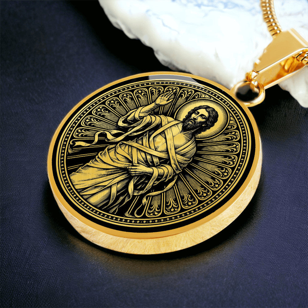Saint Lazarus of Bethany Medal Necklace – Patron of Hope in Grief and the Dying