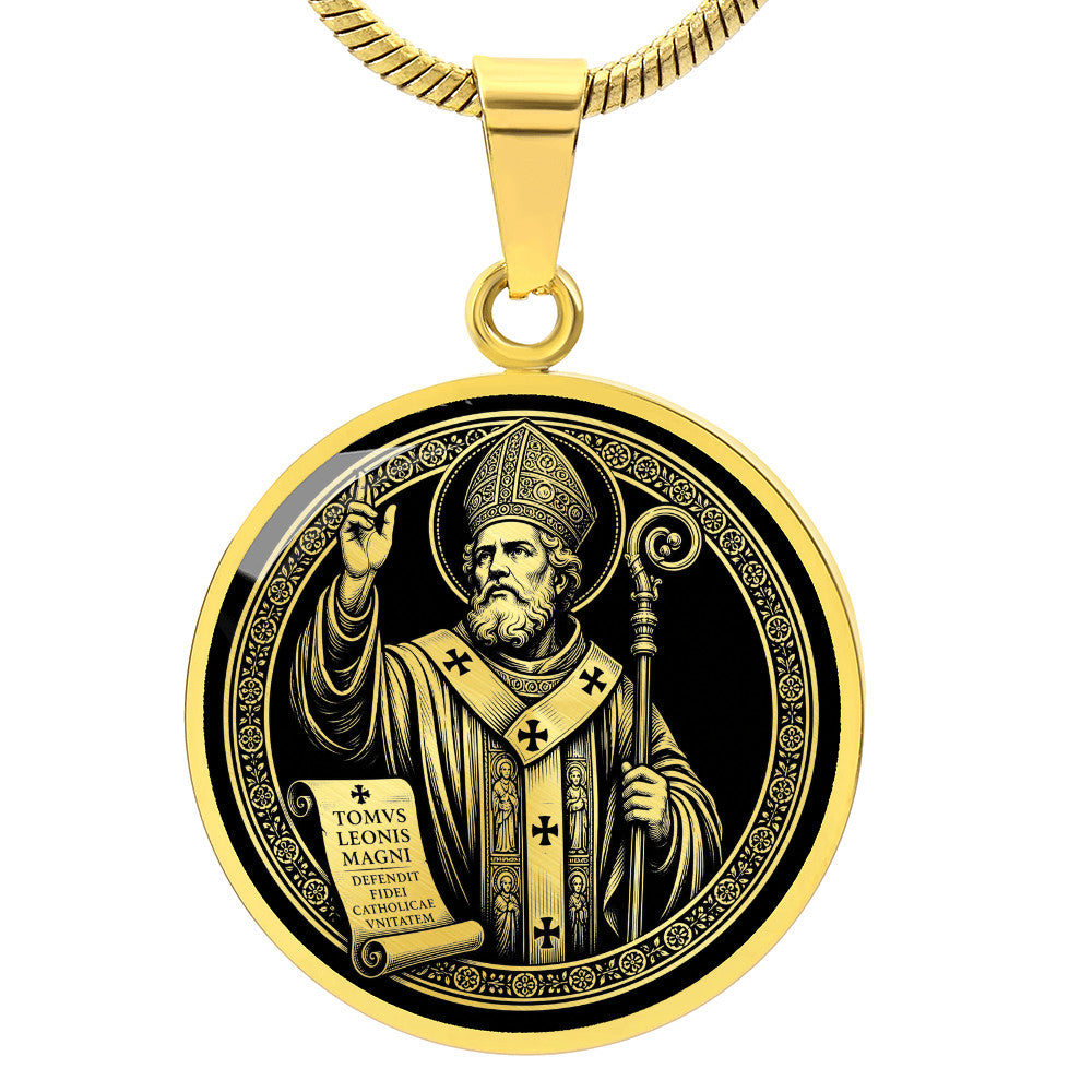 Saint Leo the Great Medal Necklace - Patron Saint of Church Unity and Theologians