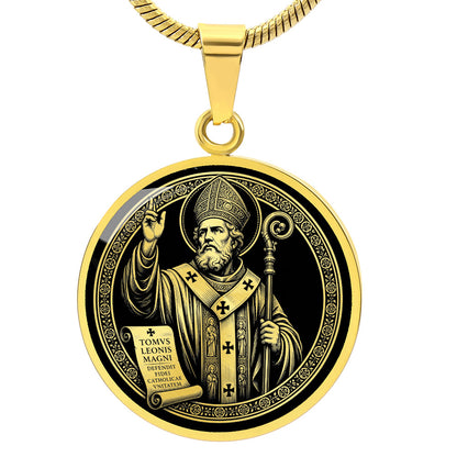 Saint Leo the Great Medal Necklace - Patron Saint of Church Unity and Theologians