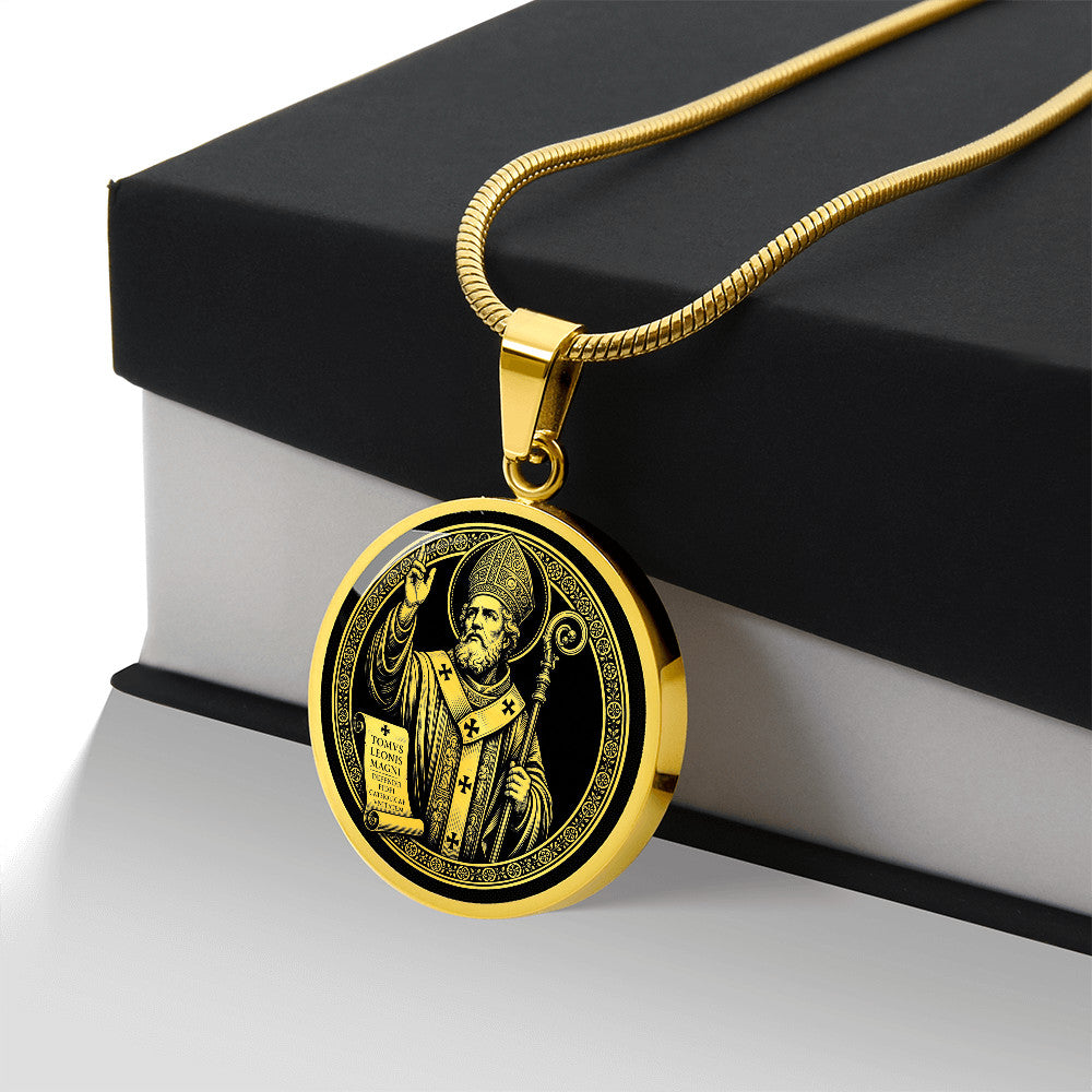 Saint Leo the Great Medal Necklace - Patron Saint of Church Unity and Theologians