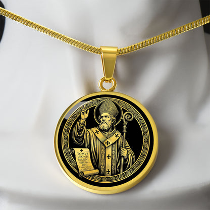 Saint Leo the Great Medal Necklace - Patron Saint of Church Unity and Theologians
