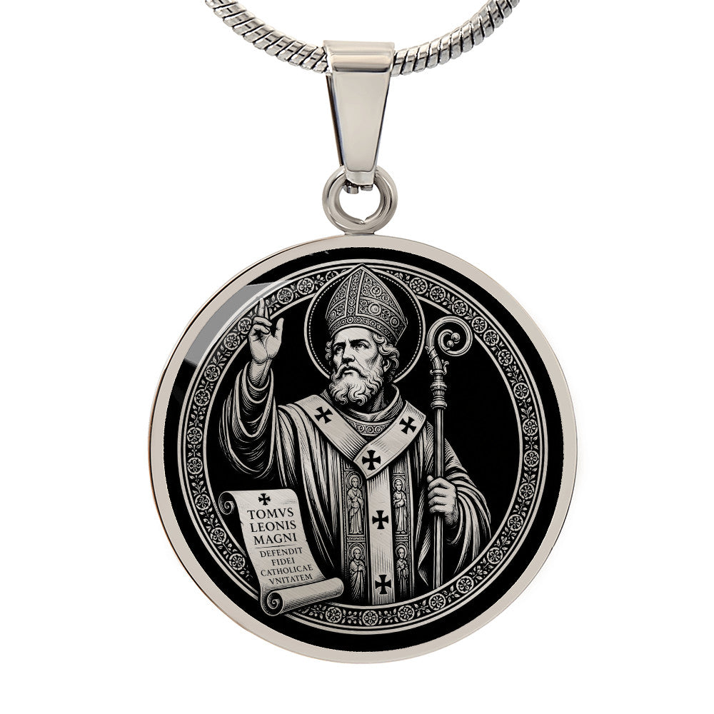Saint Leo the Great Medal Necklace - Patron Saint of Church Unity and Theologians