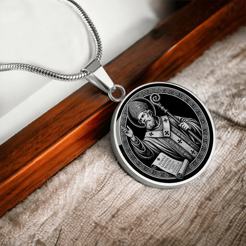 Saint Leo the Great Medal Necklace - Patron Saint of Church Unity and Theologians