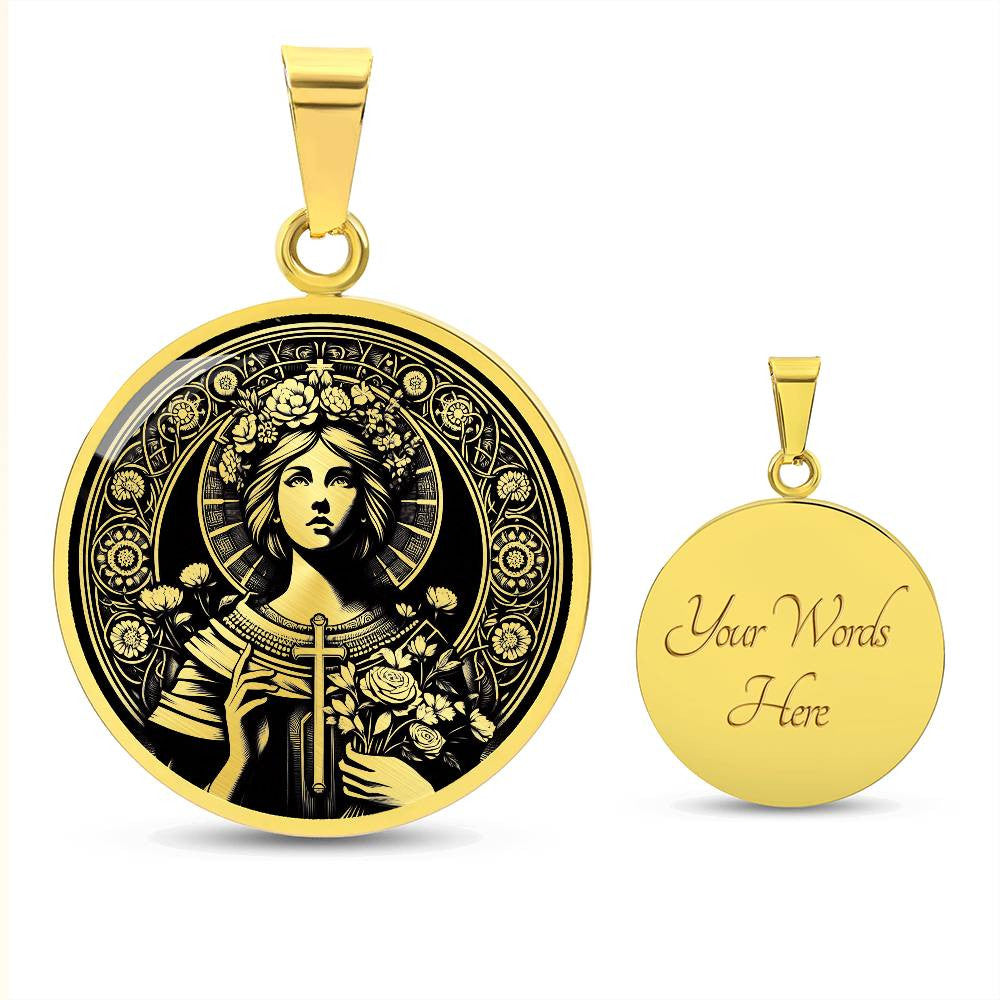 Saint Lidwina of Schiedam Medal Necklace - Patron Saint of Ice Skaters and the Chronically Ill