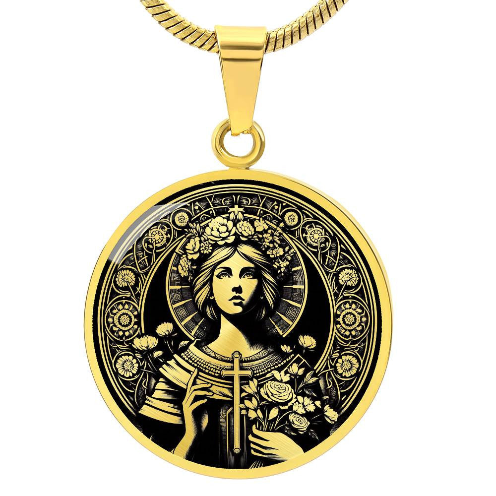 Saint Lidwina of Schiedam Medal Necklace - Patron Saint of Ice Skaters and the Chronically Ill