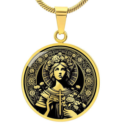 Saint Lidwina of Schiedam Medal Necklace - Patron Saint of Ice Skaters and the Chronically Ill