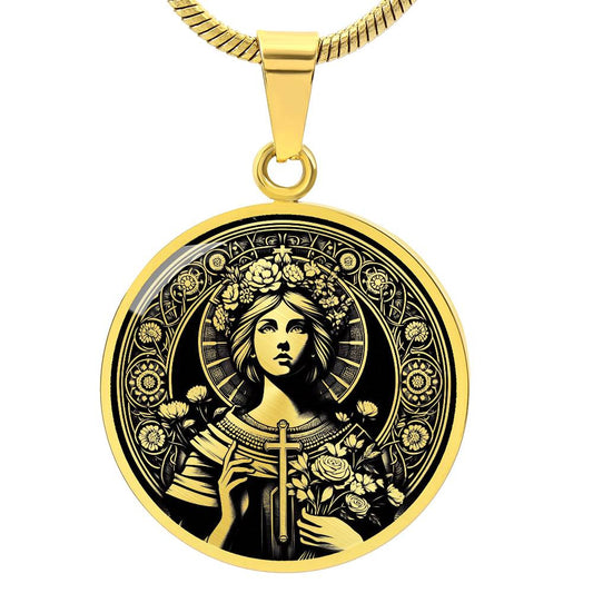 Saint Lidwina of Schiedam Medal Necklace - Patron Saint of Ice Skaters and the Chronically Ill