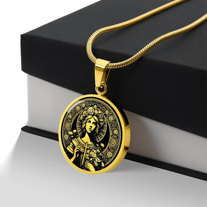 Saint Lidwina of Schiedam Medal Necklace - Patron Saint of Ice Skaters and the Chronically Ill